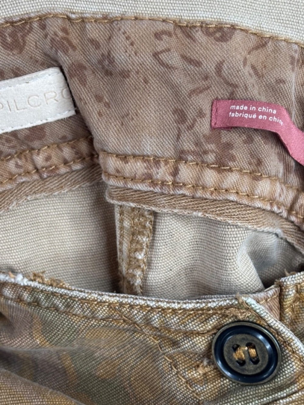Pilcro Wanderer Overalls 27 DIY Shortalls Raw Hem CUT Brown Print Boho Cottage - Picture 12 of 14